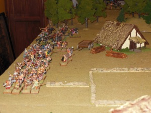 Original set up for game, rows of troops awaiting orders.
